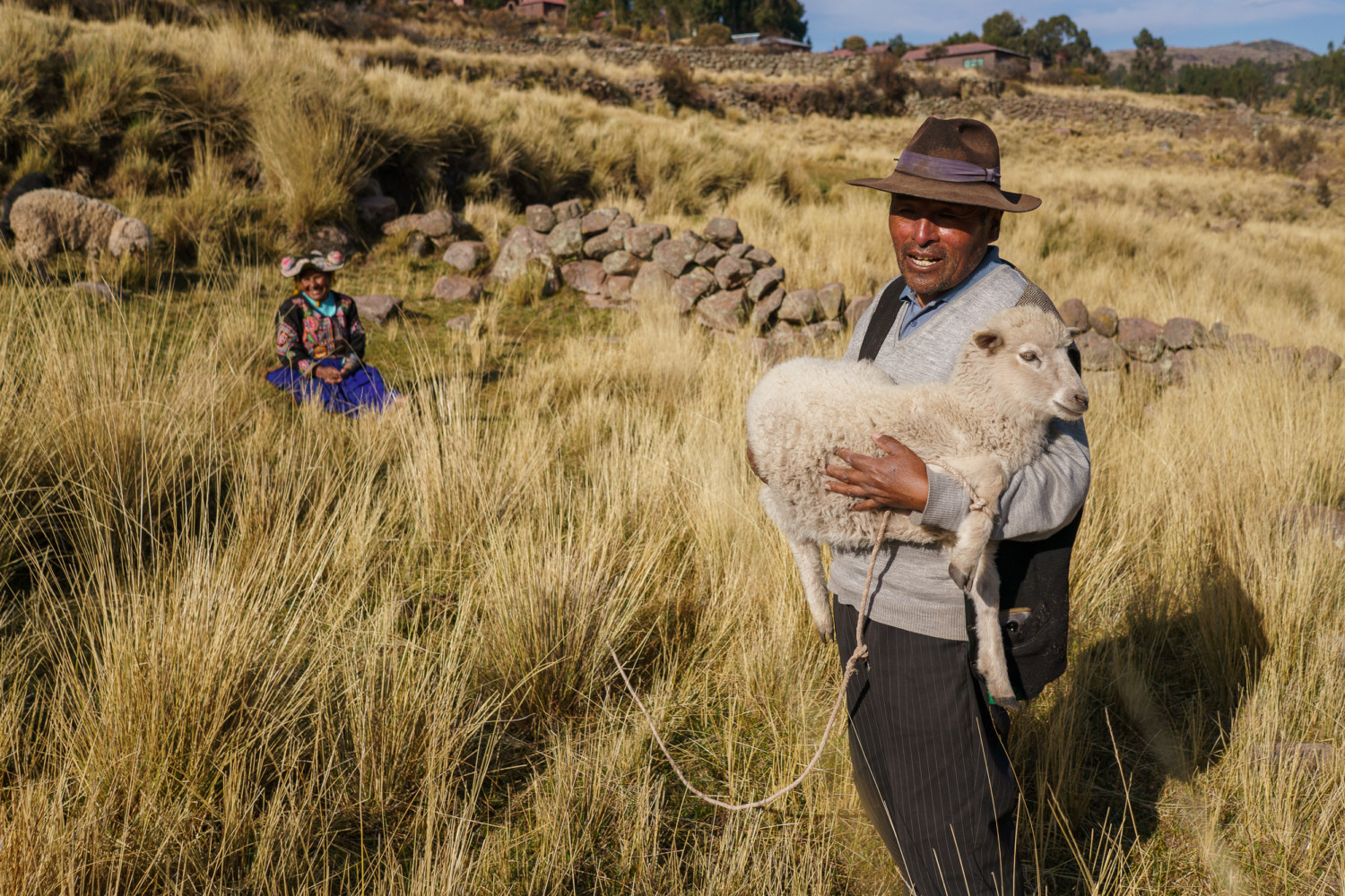 Local Peruvian husband and wife tending to their livestock | Peru Photo Tour with raw.tours
