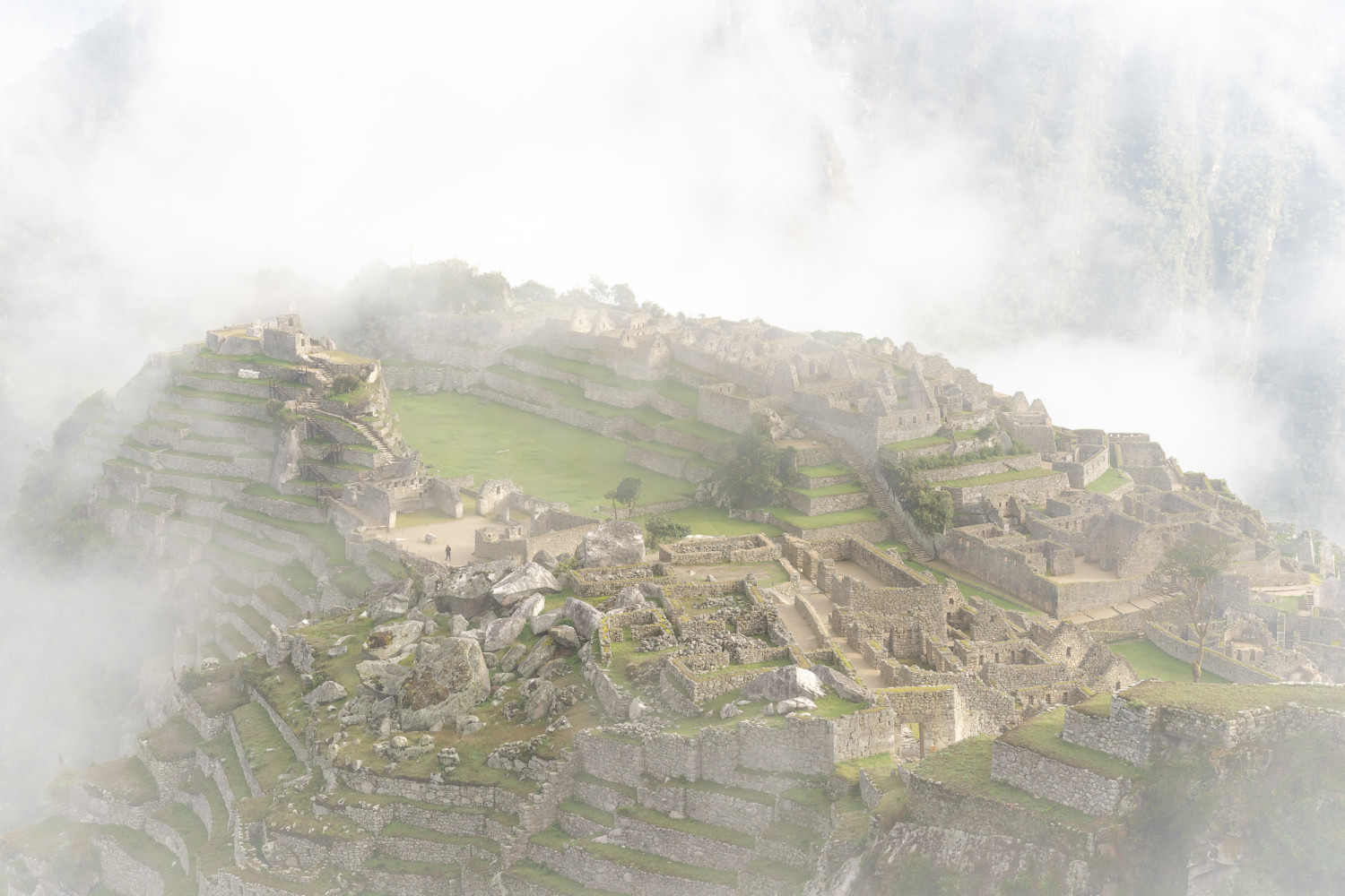 Mist rising over Machu Picchu